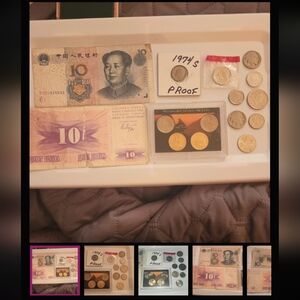 Collection of Collectible world currency and old coins vintage money
